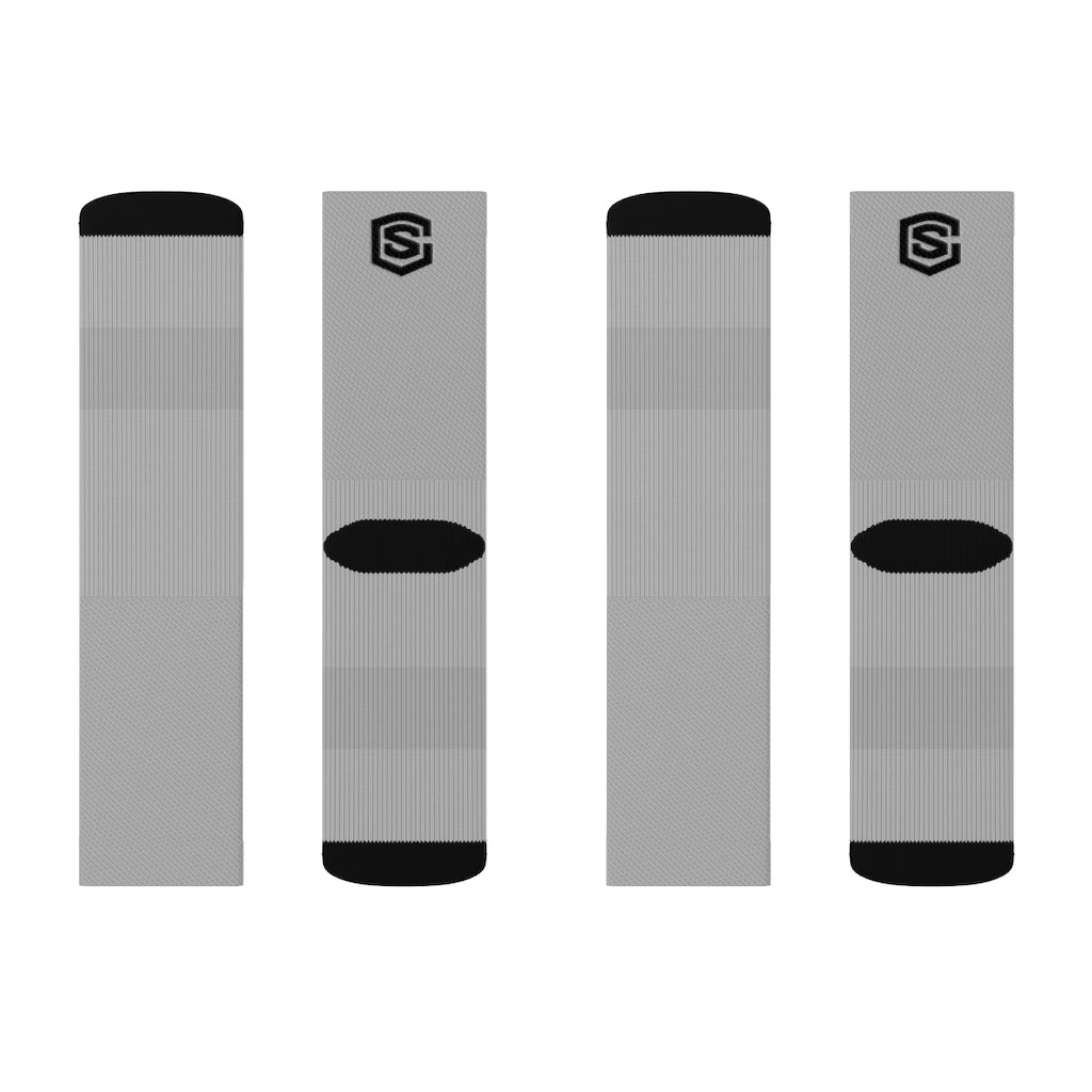 Light Grey Sublimation Socks Black Logo