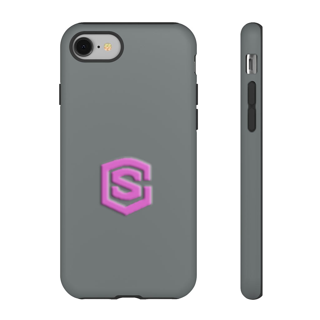Grey Tough Cases Pink Logo