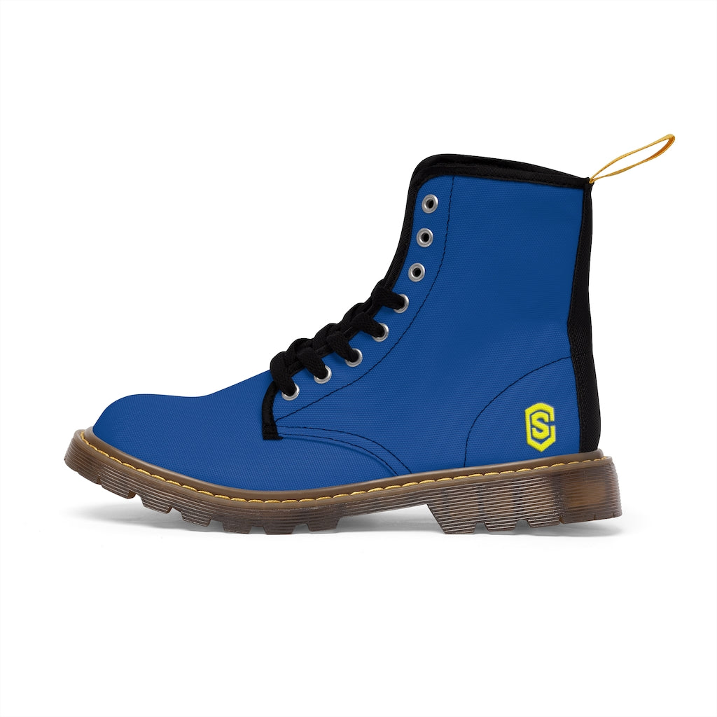 Blue Men's Canvas Boots Yellow Logo