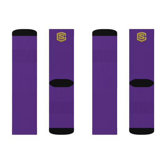 Purple Sublimation Socks Gold Logo