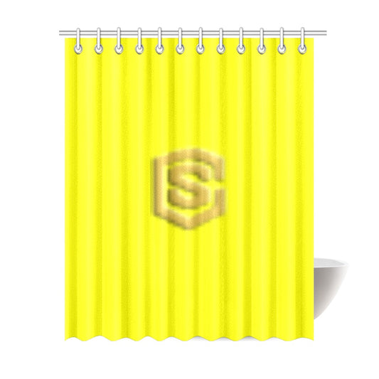 Yellow Shower Curtain 69"x84" with Gold Logo Shower Curtain 69"x84"