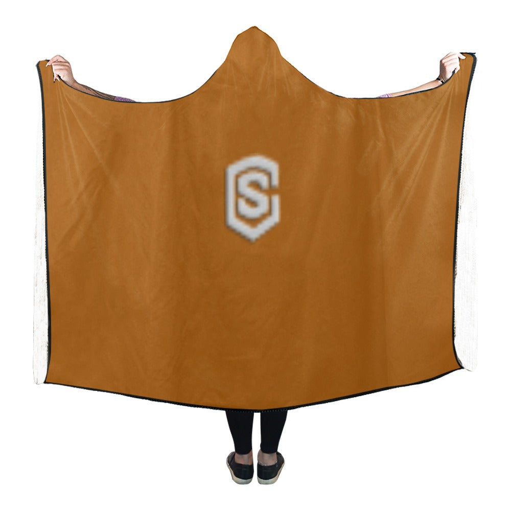 Brown Hooded Blanket 80"x56" with Silver Logo Hooded Blanket 80"x56"