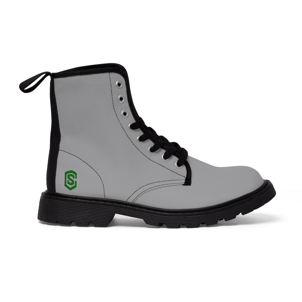 Grey Men's Canvas Boots Green Logo