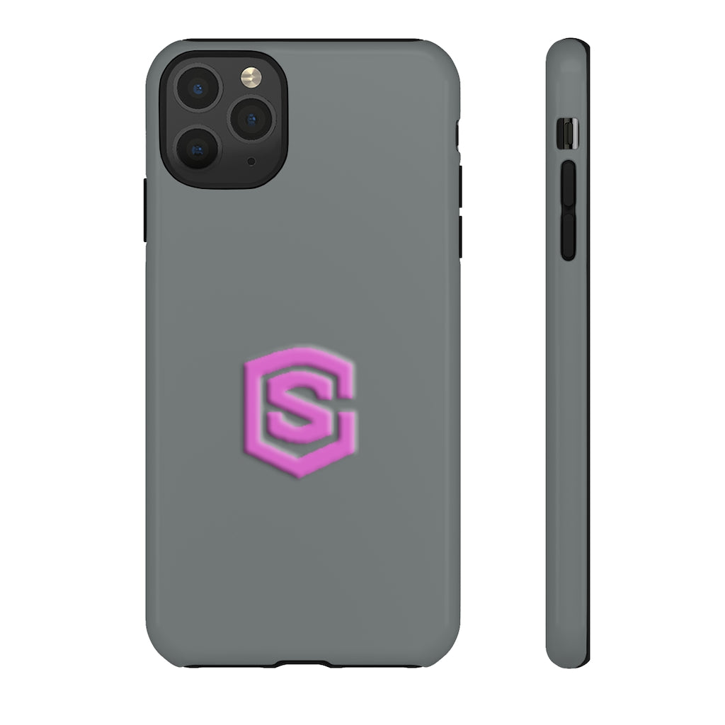 Grey Tough Cases Pink Logo