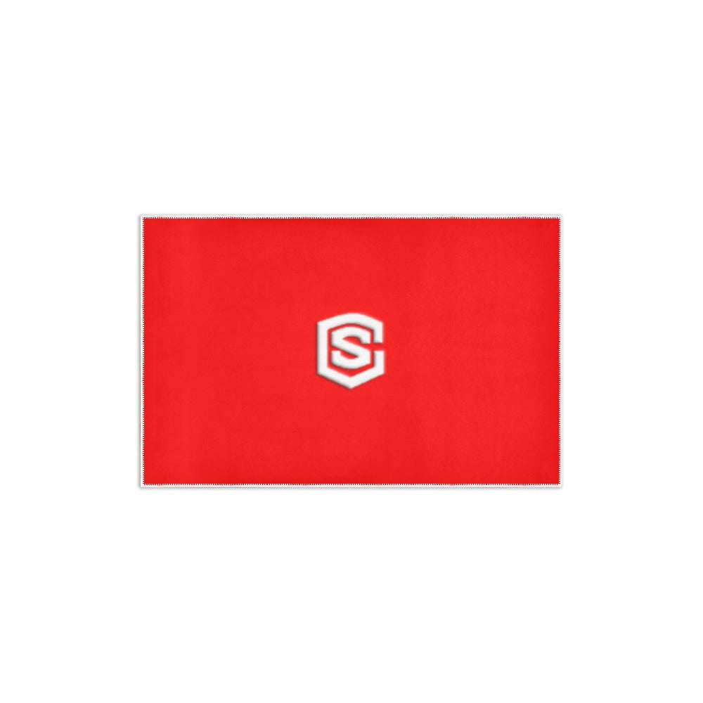 RED SMALL AREA RUG WITH WHITE  LOGO Area Rug 2.6' x 1.7'