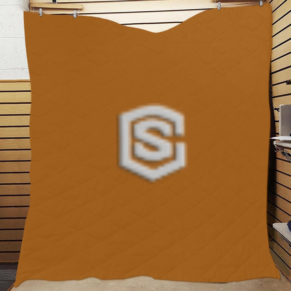 Brown  Quilt with Silver Logo Custom Quilt  70" x 80"