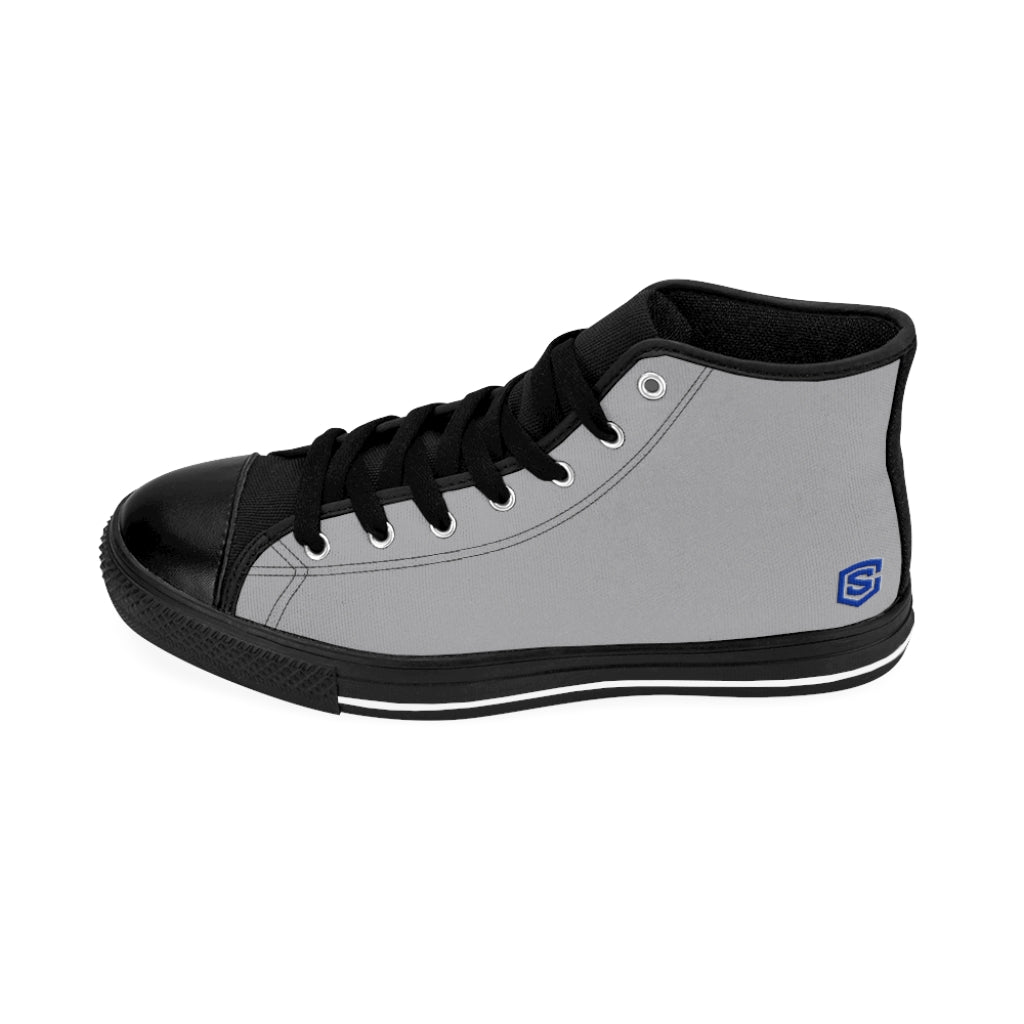 grey Women's High-top Sneakers Blue logo