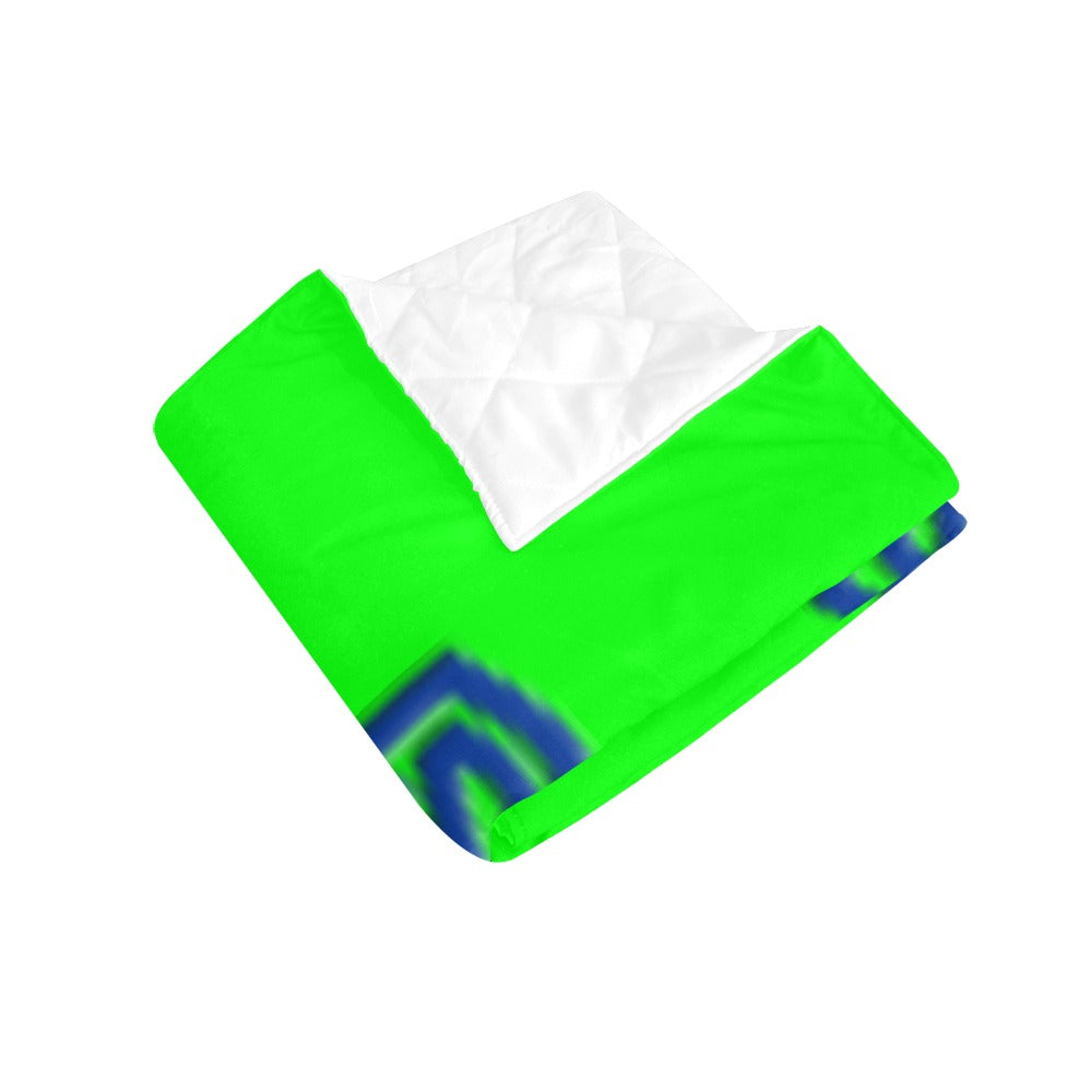 Green Quilt with Blue Logo Custom Quilt  70" x 80"