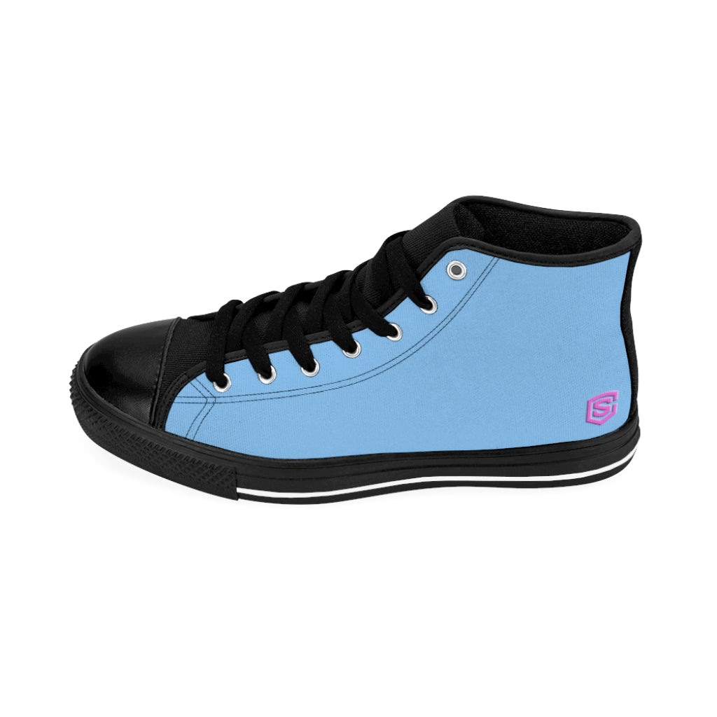 blue Women's High-top Sneakers Pink logo