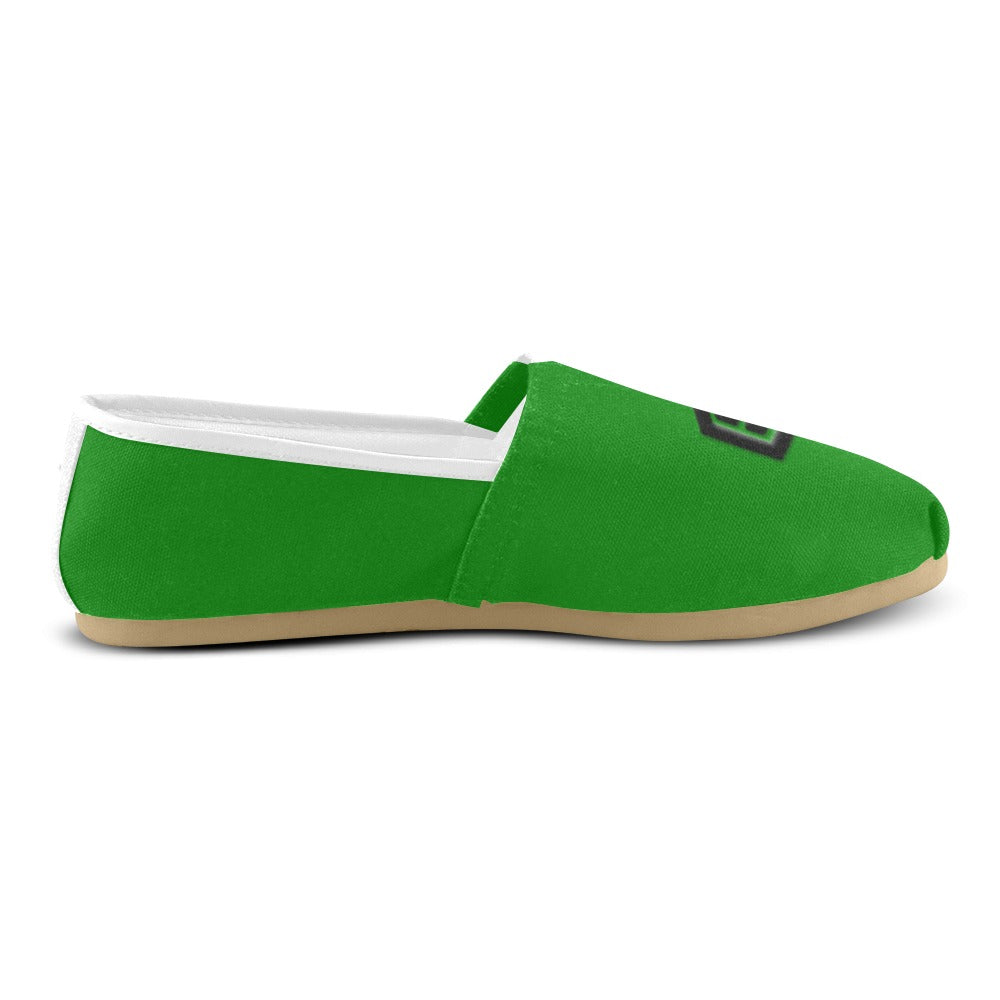 GREEN Casual Canvas Women's WITH BLACK LOGO Casual Canvas Women's Shoes (Model 004) (Designs are mirrored)