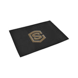 Black Door Mat with Brown Logo Doormat 24" x 16" (Sponge Material)