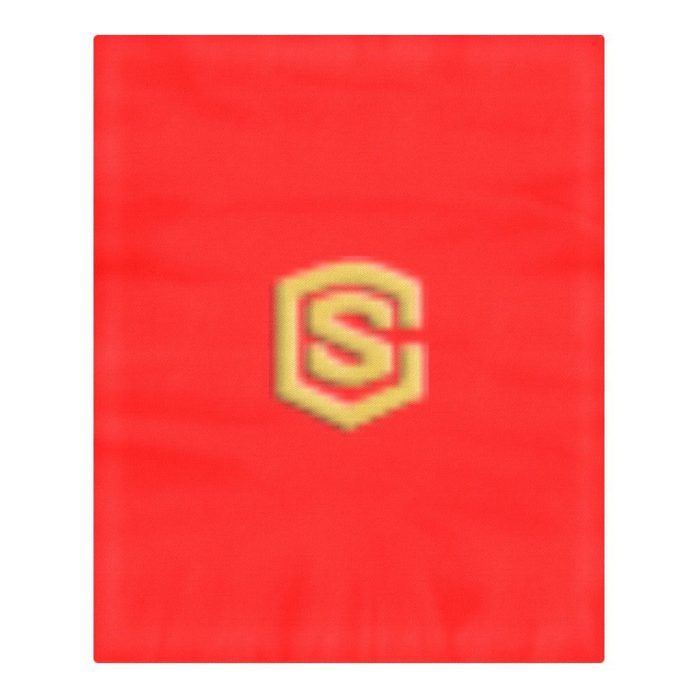 Red 3-Piece Bedding Set (1 Duvet Cover 86"x70"; 2 Pillowcases 20"x30")(One Side) wtih Gold Logo 3-Piece Bedding Set (1 Duvet Cover 86"x70"; 2 Pillowcases 20"x30")(One Side)