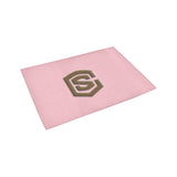 Pink Door Mat with Brown Logo Doormat 24" x 16" (Sponge Material)