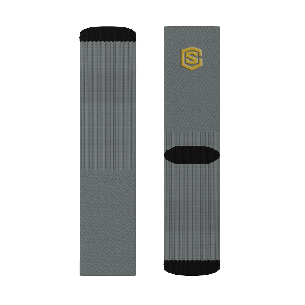 Dark Grey Sublimation Socks Gold Logo