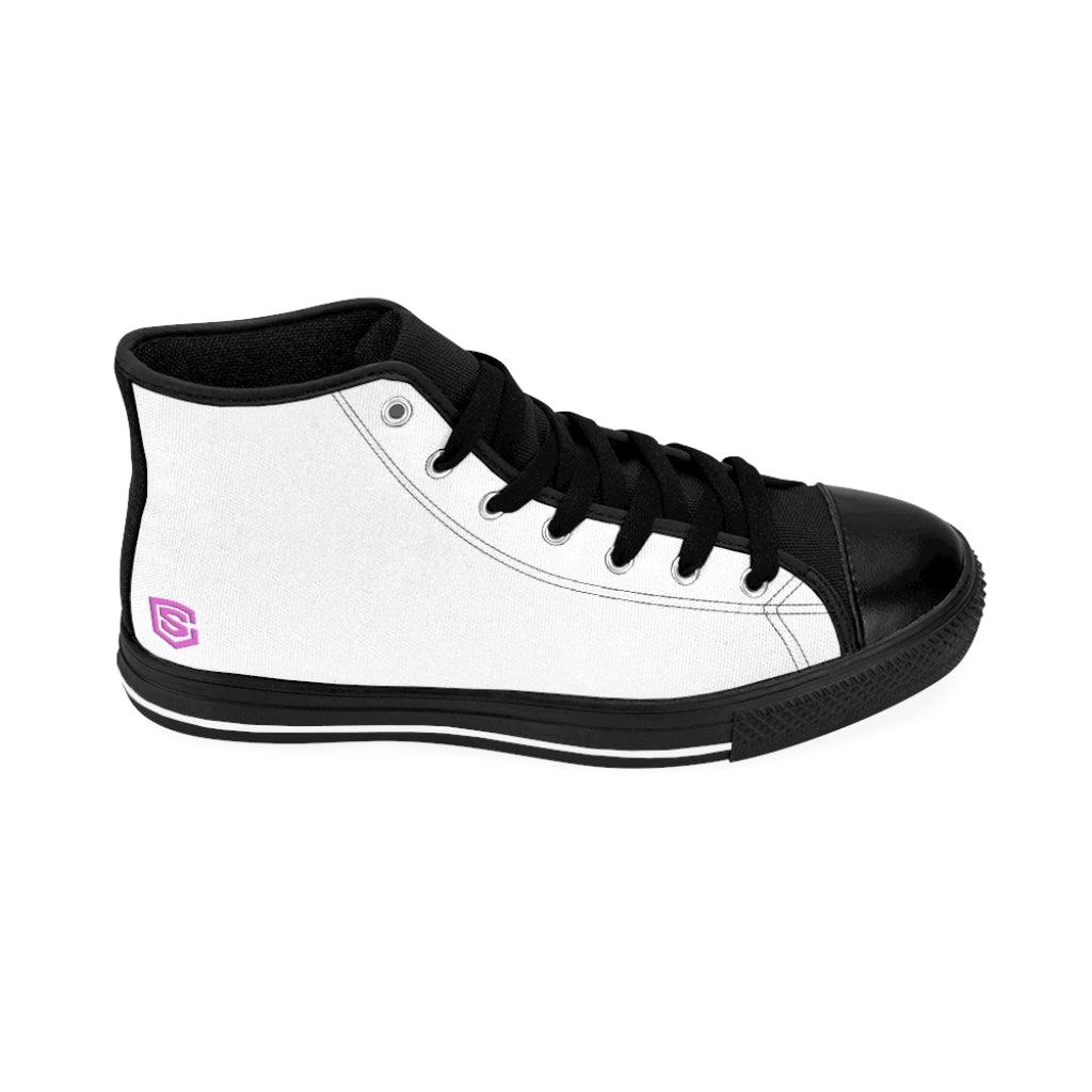 white Women's High-top Sneakers Pink logo