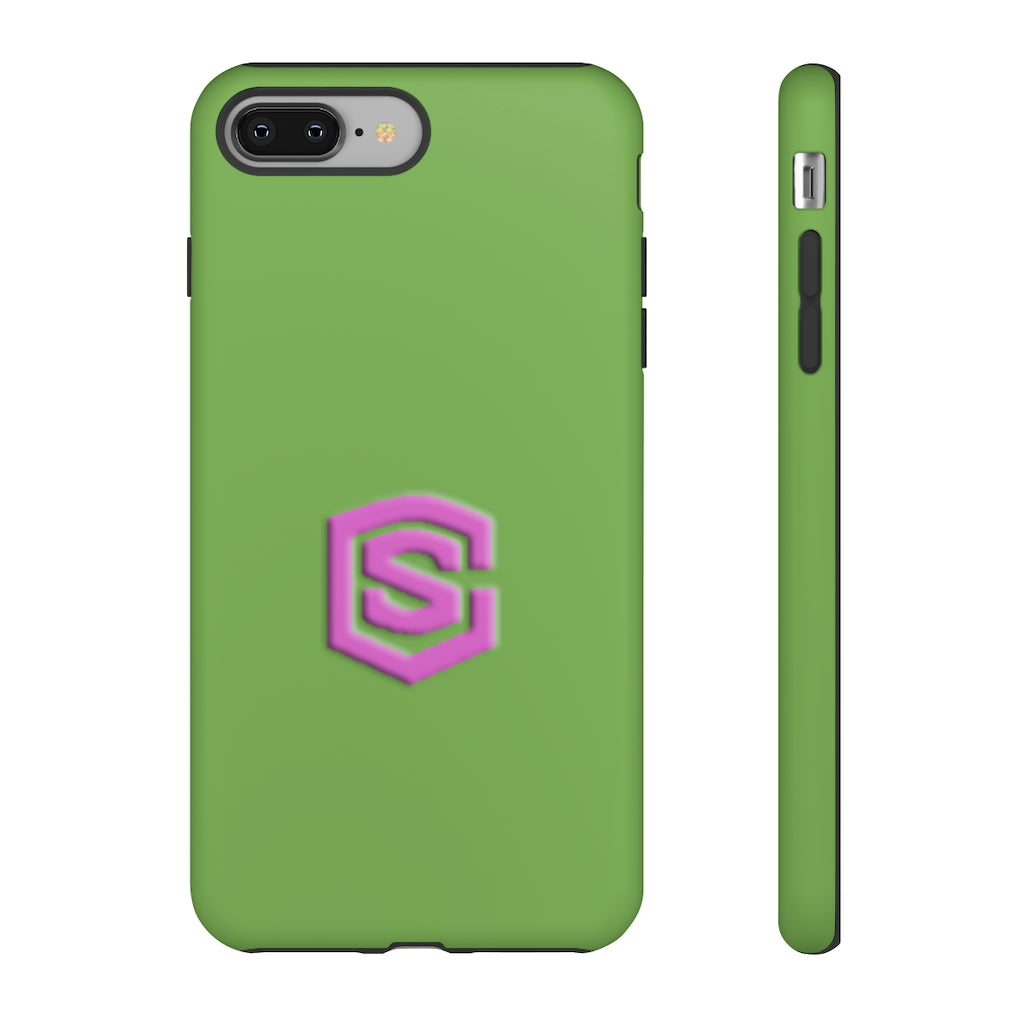 Green Tough Cases Pink Logo
