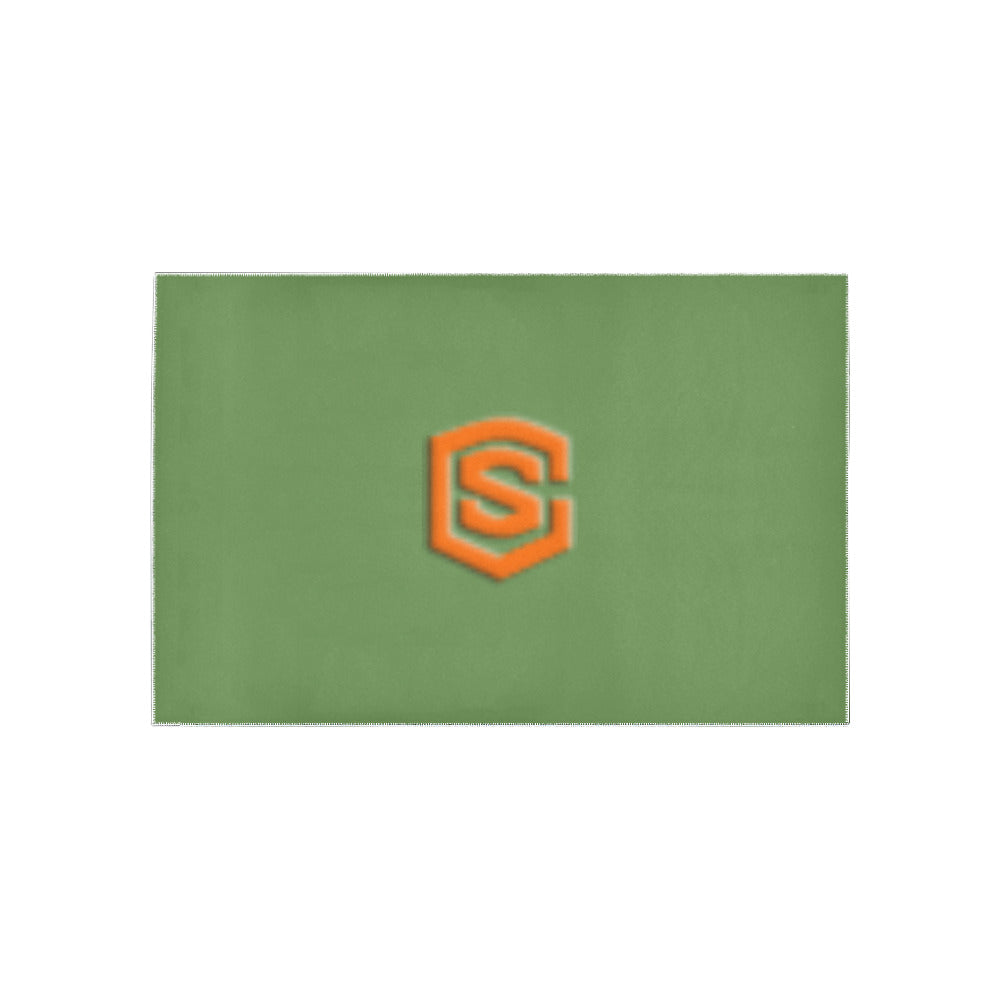 Green Area Rug Orange Logo Area Rug 5' x 3.2'