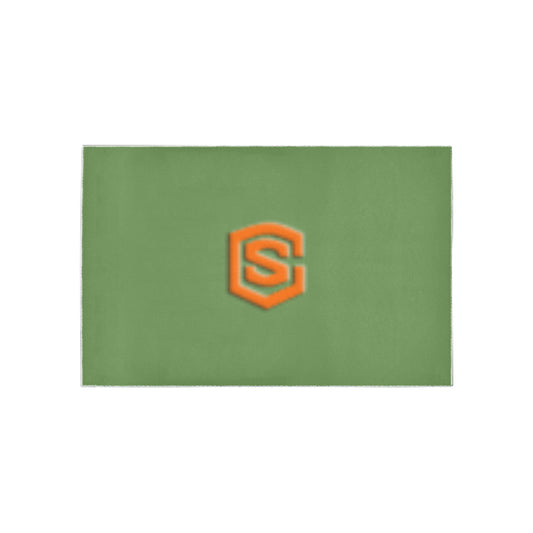 Green Area Rug Orange Logo Area Rug 5' x 3.2'