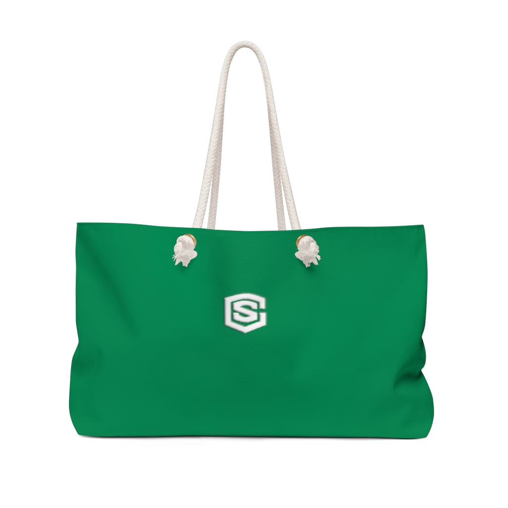 Green Weekender Bag White Logo