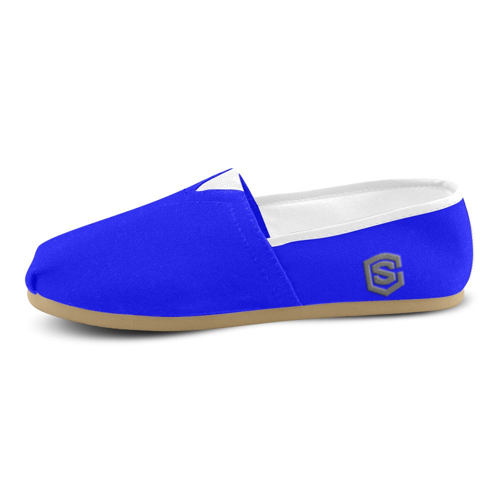 BLUE casual shoes for women WITH GRAY LOGO Casual Canvas Women's Shoes (Model 004) (Designs are mirrored)