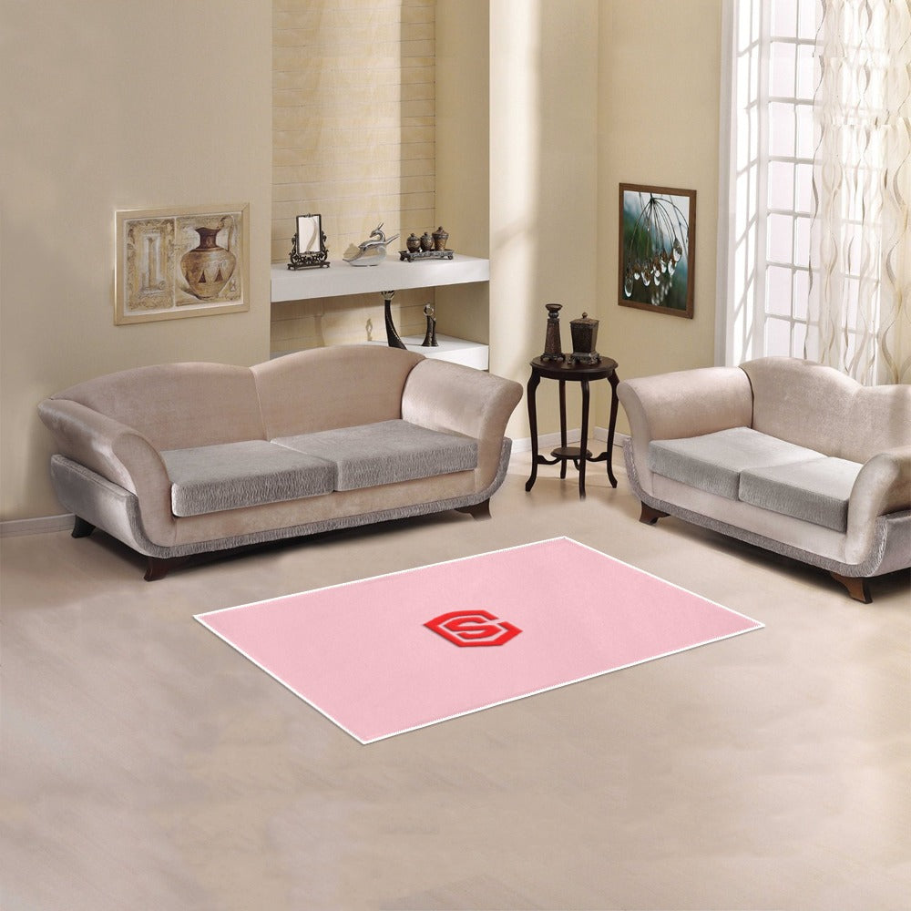 PINK SMALL AREA RUG WITH RED LOGO Area Rug 2.6' x 1.7'