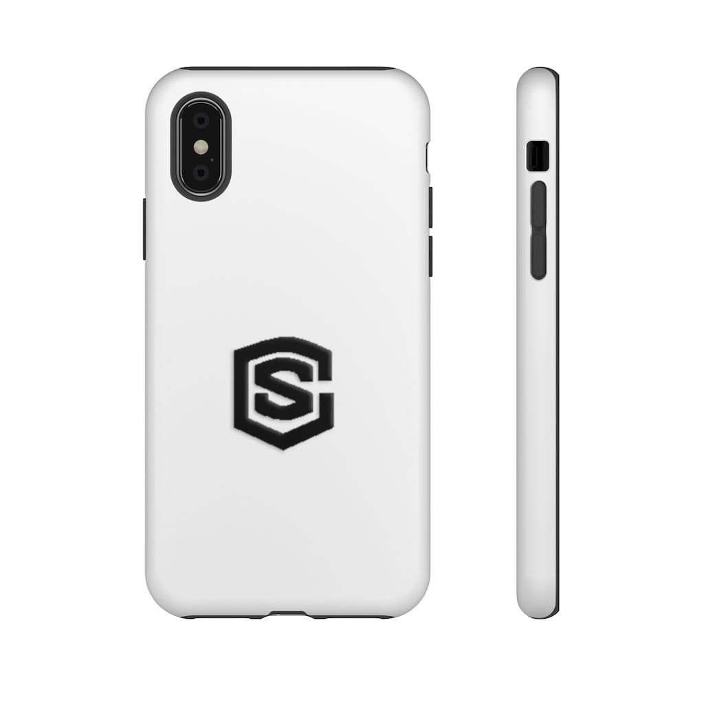 White Tough Cases Black Logo