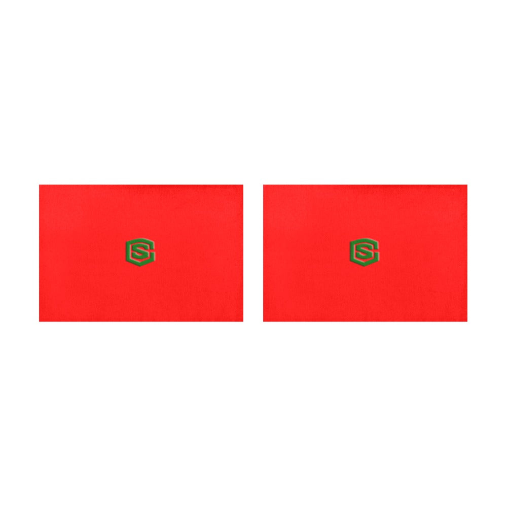 Red Placemats 12" x 18" With Green Logo Placemats 12" x 18" (Set of 2)