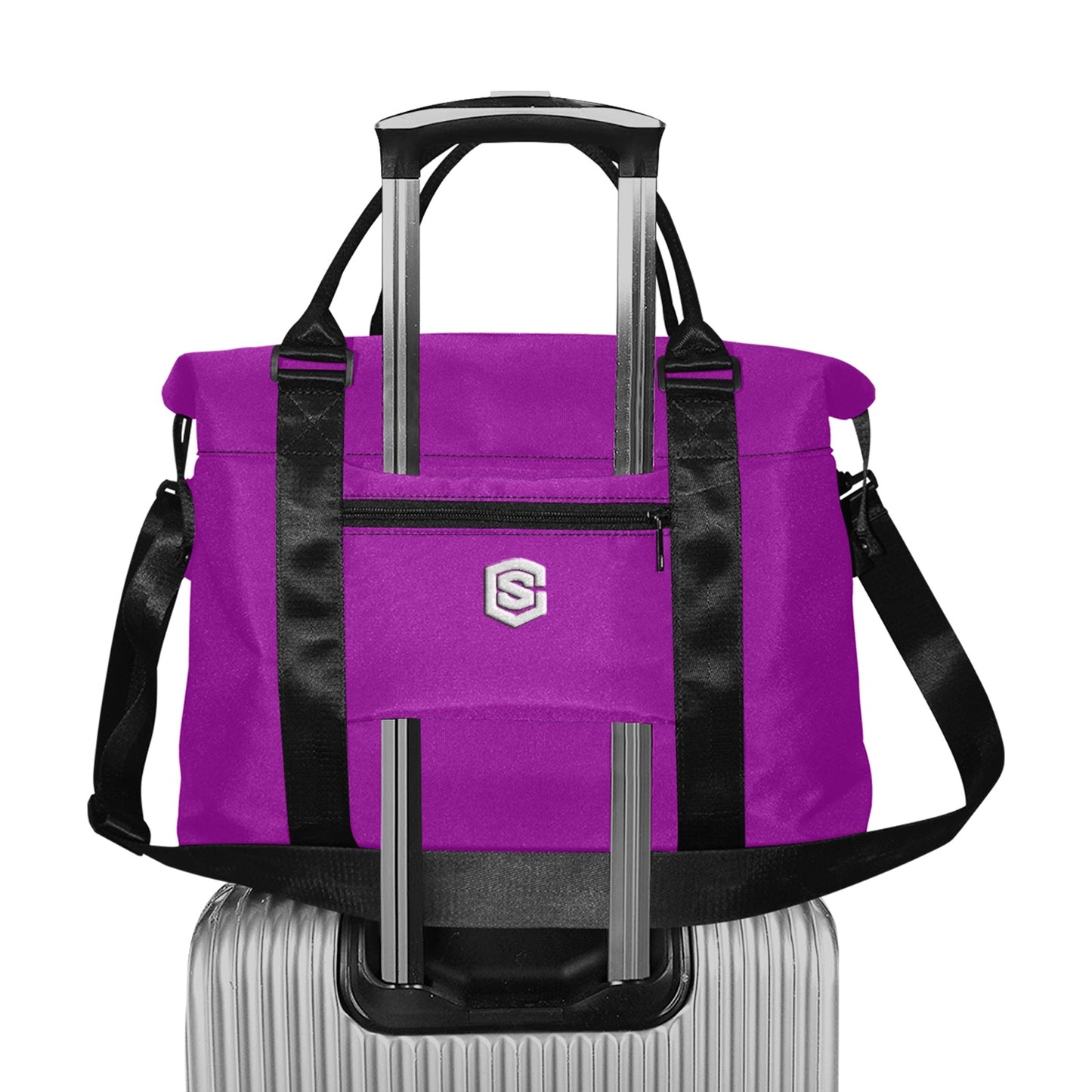 Purple Large Capacity Duffle Bag With Silver Logo Large Capacity Duffle Bag(Model1715)
