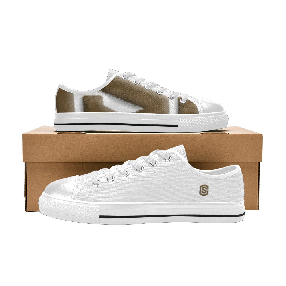 brown Logo Men's Classic Canvas Shoes (Model 018)