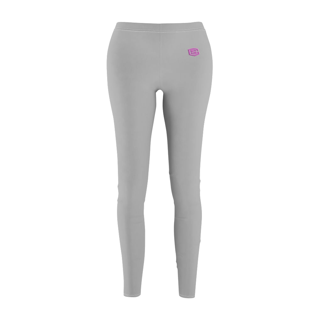 Grey Women's Cut & Sew Casual Leggings Pink logo