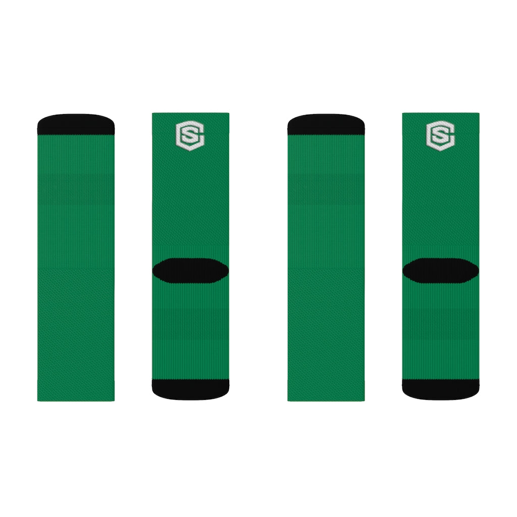Green Sublimation Socks White Logo