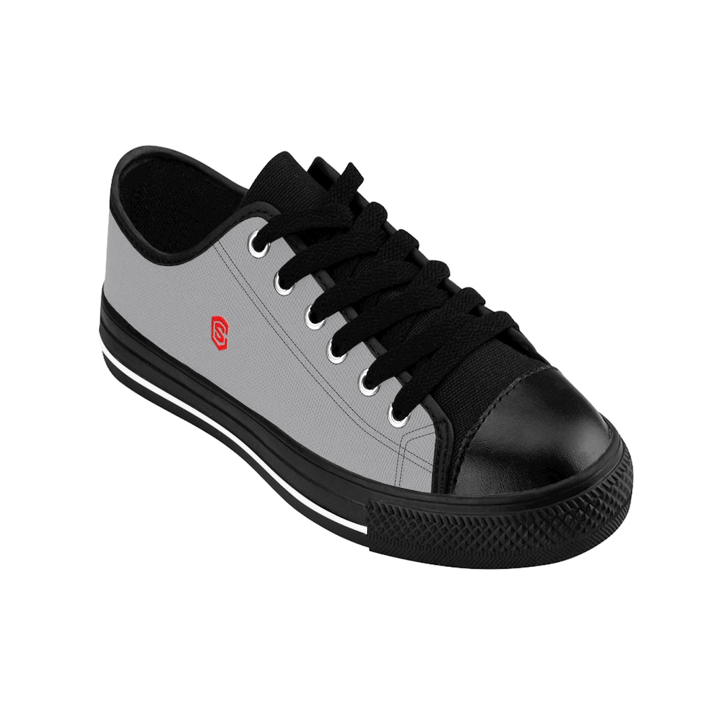 grey Men's Sneakers - red logo