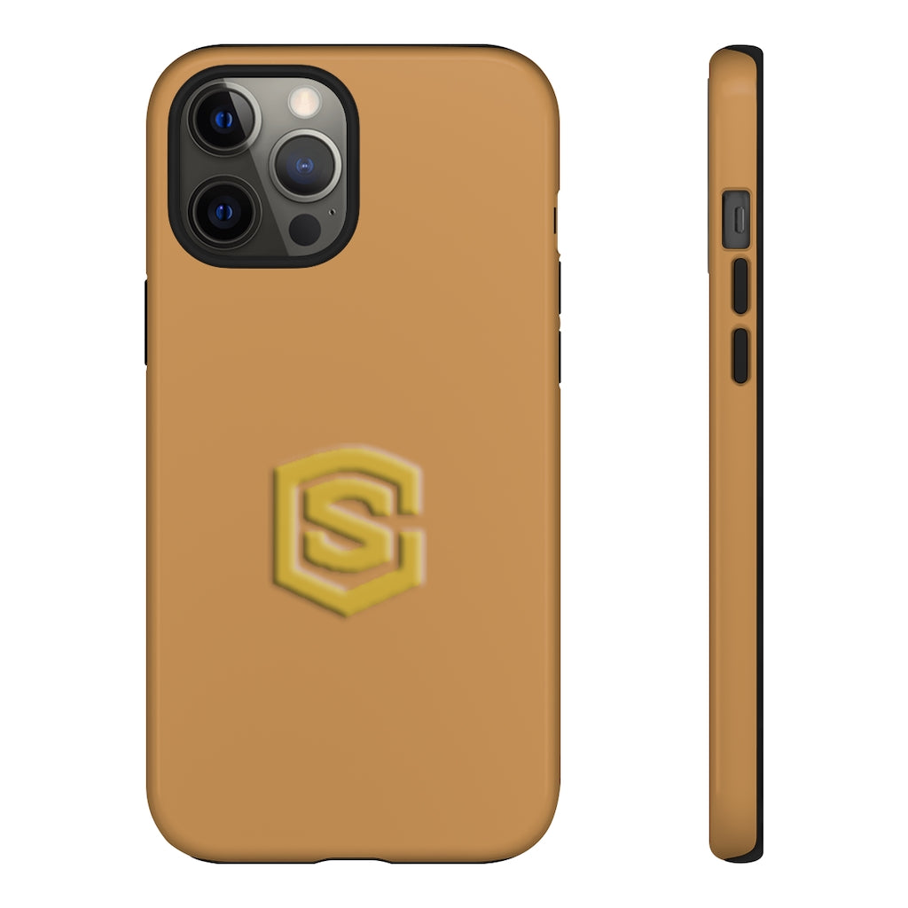 Light Brown Tough Cases Gold Logo