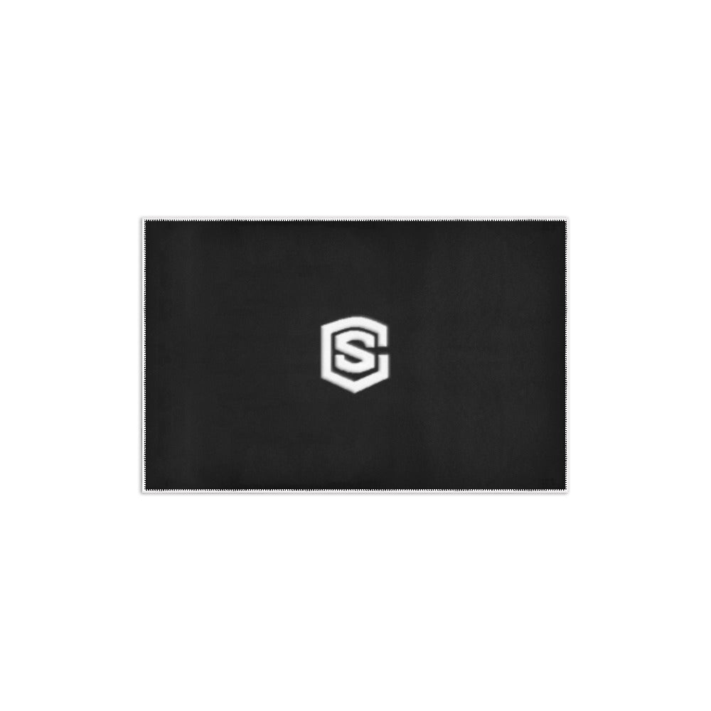 BLACK SMALL AREA RUG WITH WHITE  LOGO Area Rug 2.6' x 1.7'