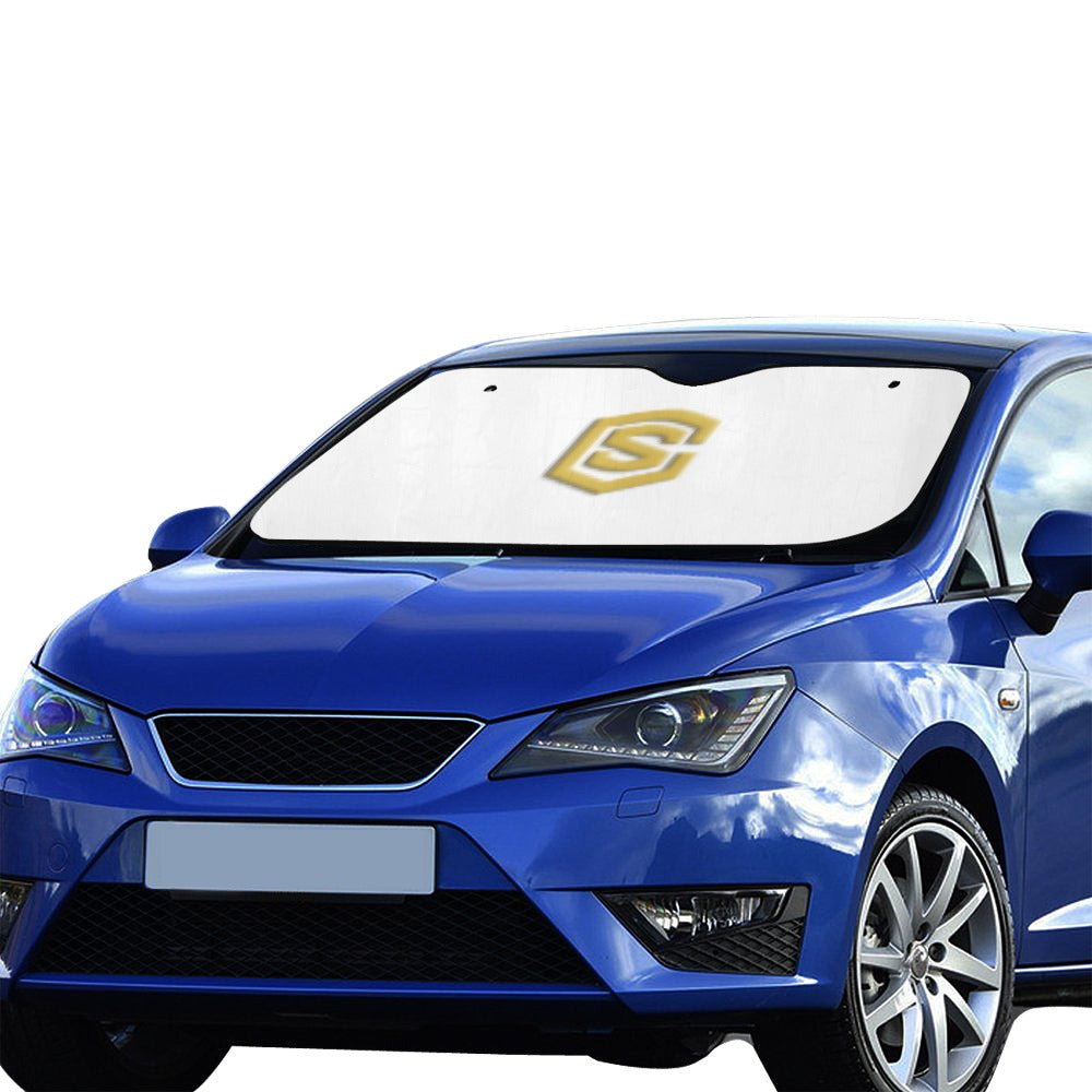 WHITE AUTO SUN SHADE WITH GOLD LOGO Auto Sun Shade 55" x 29.53"