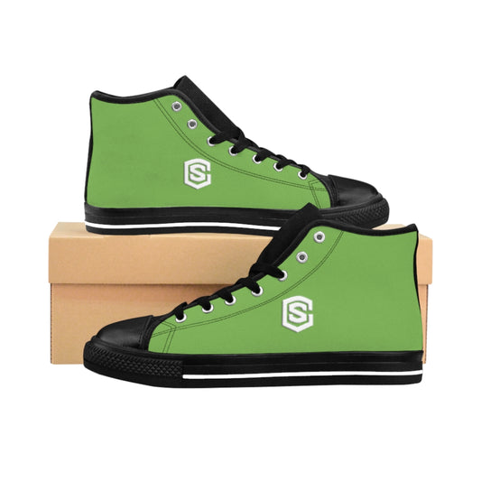 green Men's High-top Sneakers - white logo