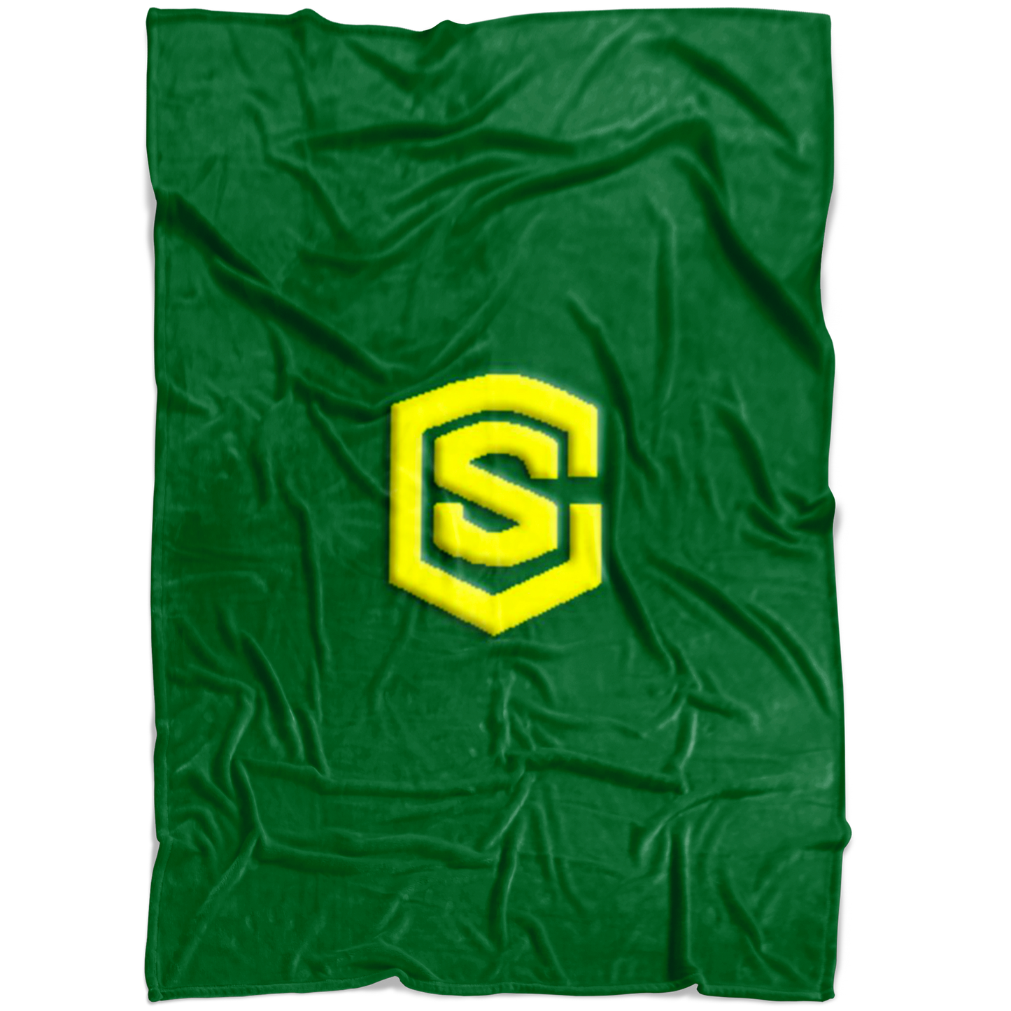 Green Fleece Blanket Yellow Logo