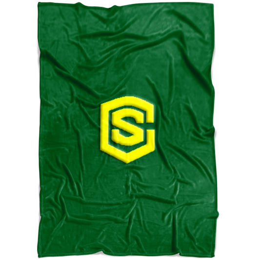 Green Fleece Blanket Yellow Logo