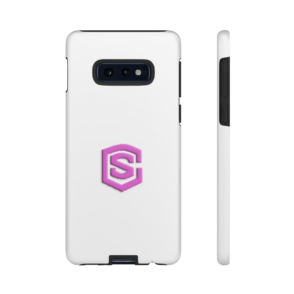 White Tough Cases Pink Logo