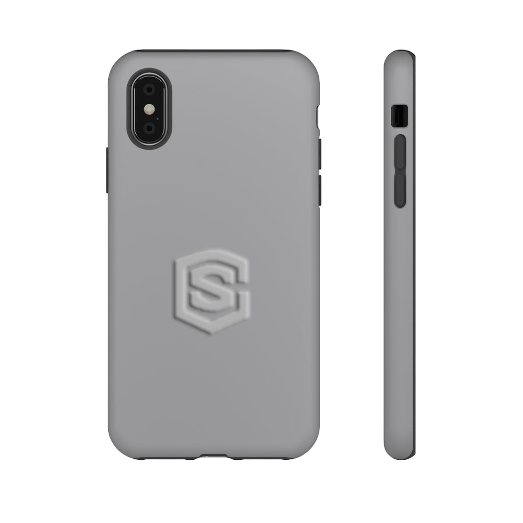 Grey Tough Cases Silver Logo