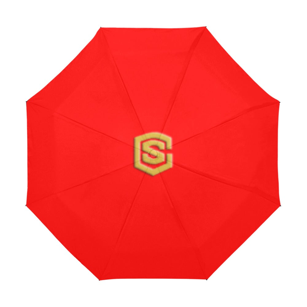 Red Anti-UV Automatic Umbrella With Gold Logo Anti-UV Automatic Umbrella(Outside Printing)(Model U09)
