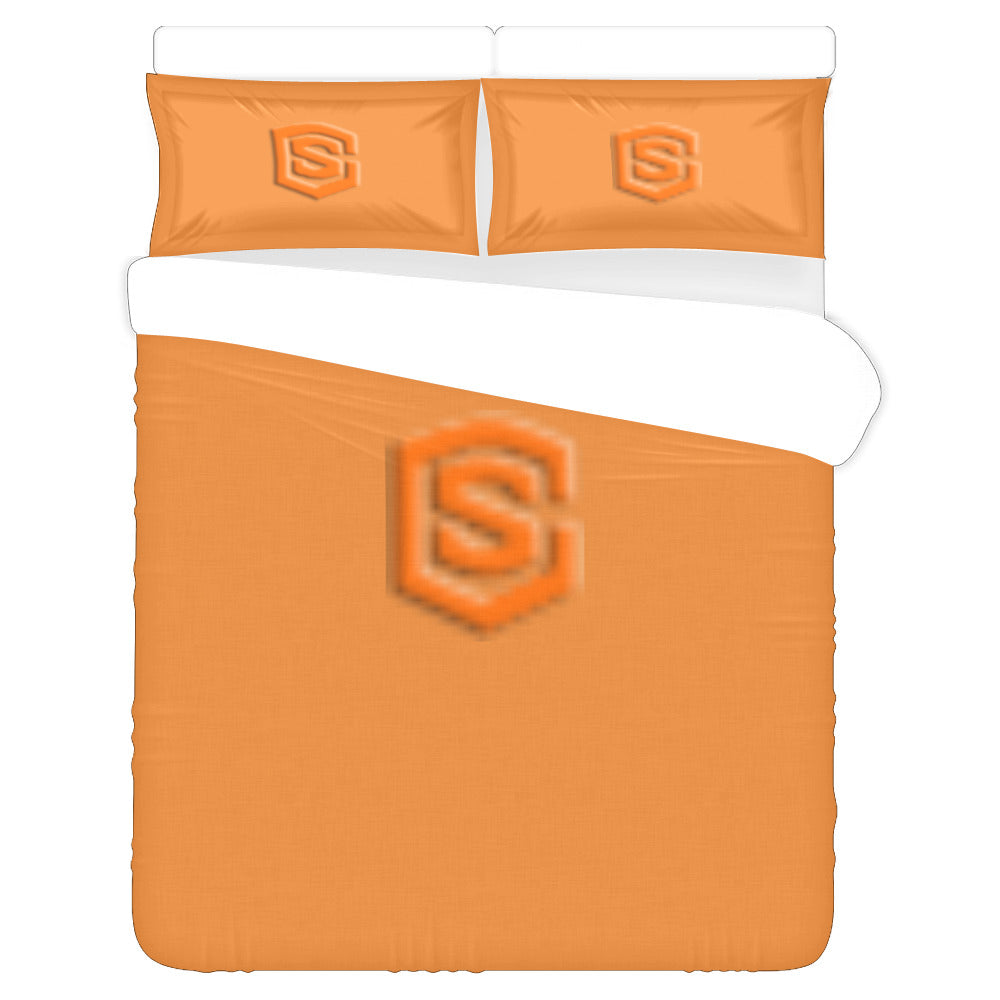Orange Duvet Cover Orange Logo 3-Piece Bedding Set (1 Duvet Cover 86"x70"; 2 Pillowcases 20"x30")(One Side)