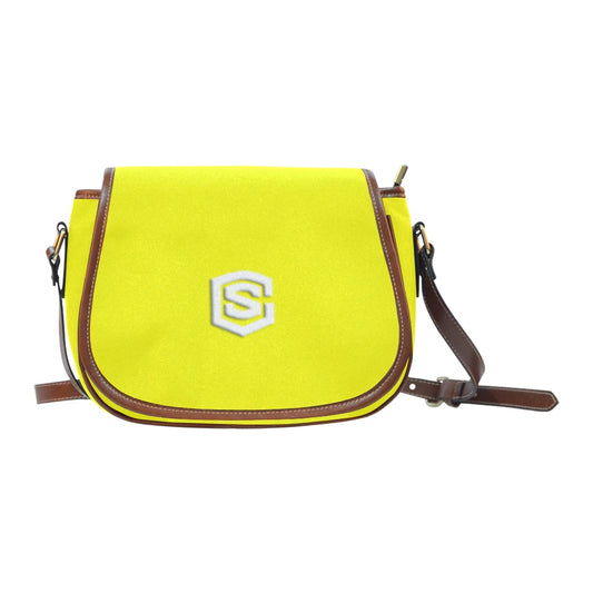 YELLOW Saddle Bag WITH WHITE LOGO Saddle Bag (Model 1649) (Small)