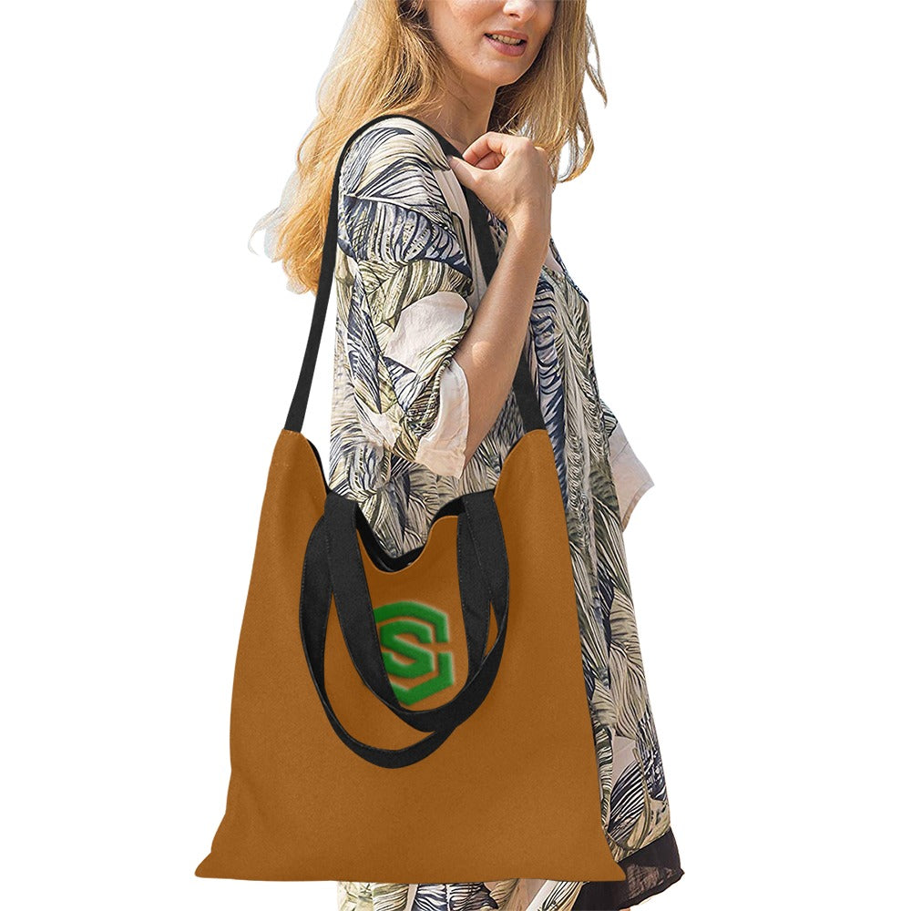 Brown All Over Print Canvas Tote Bag With Green Logo All Over Print Canvas Tote Bag(Model1698)(Medium)