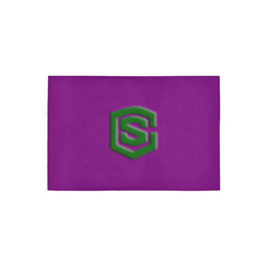 Purple Door Mat with Green Logo Doormat 24" x 16" (Sponge Material)
