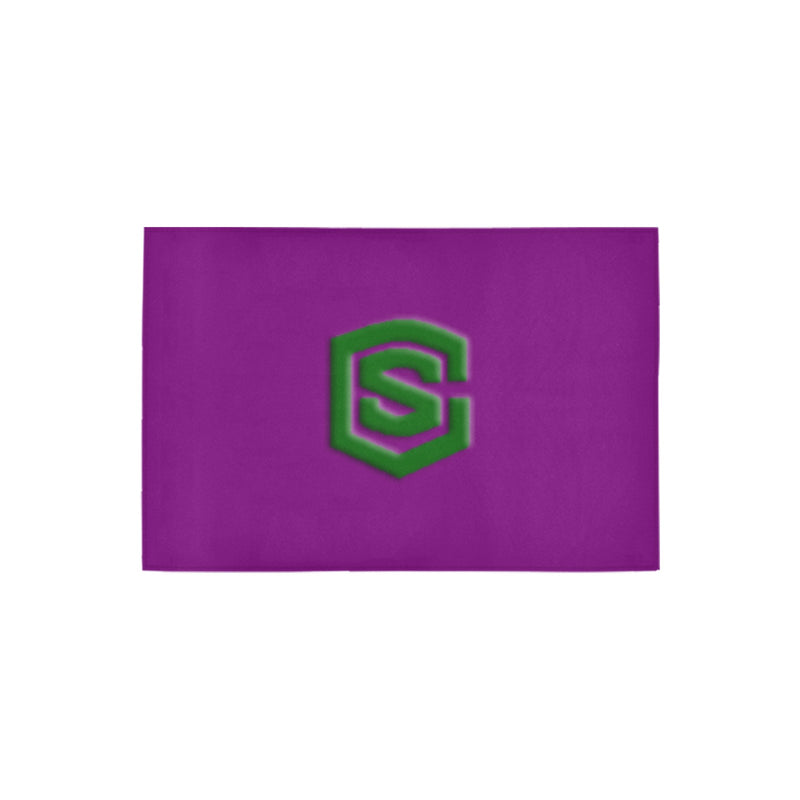 Purple Door Mat with Green Logo Doormat 24" x 16" (Sponge Material)