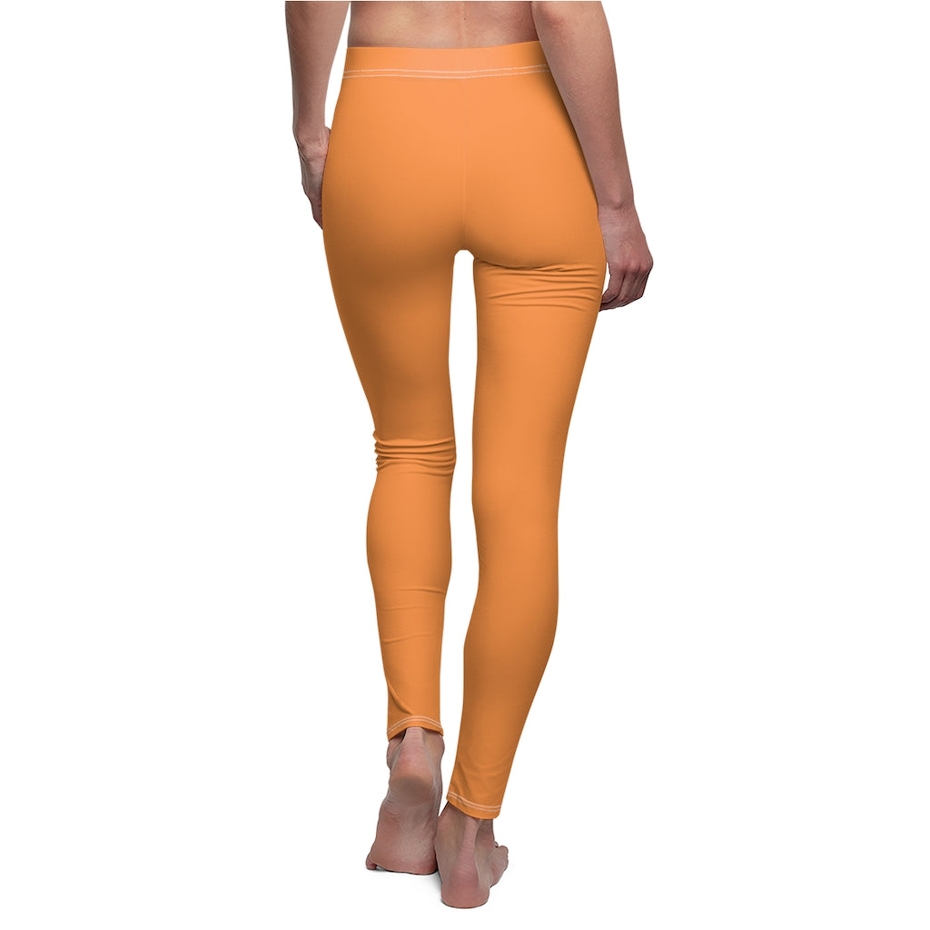 Orange Women's Cut & Sew Casual Leggings White logo