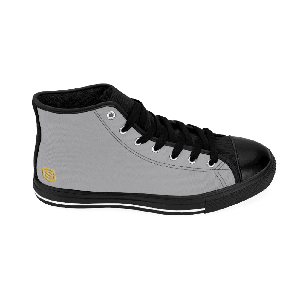 grey Women's High-top Sneakers Gold logo