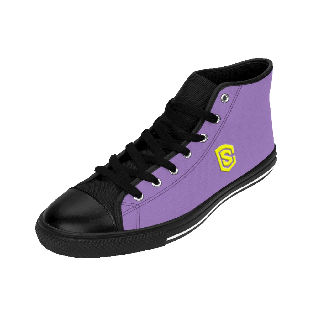 violet Men's High-top Sneakers - yellow logo