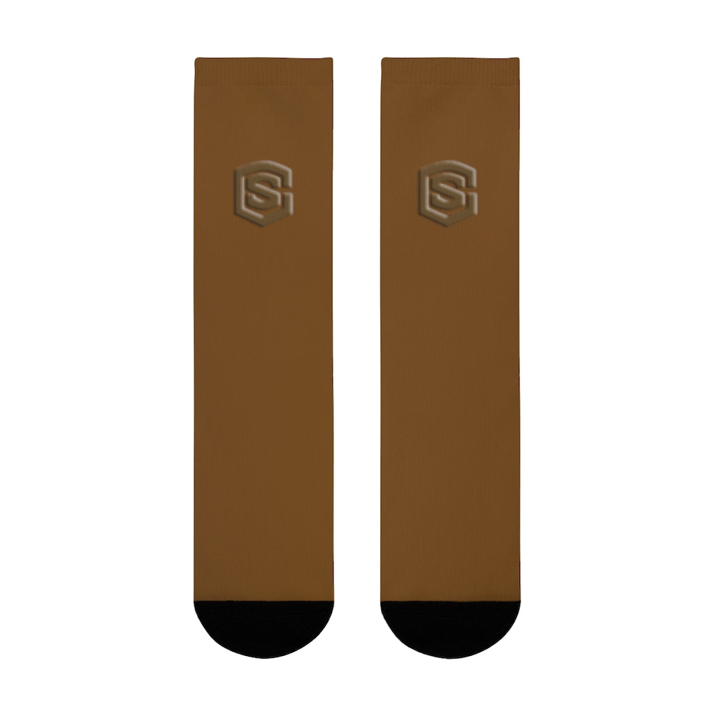 Brown Sublimation Crew Socks (EU) Brown Logo